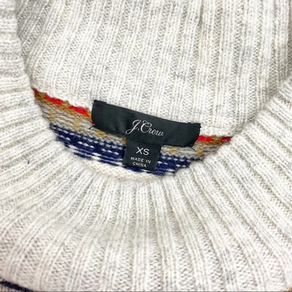 J. Crew Mockneck Fair Isle Lambswool Blend Sweater: Oatmeal Multicolor